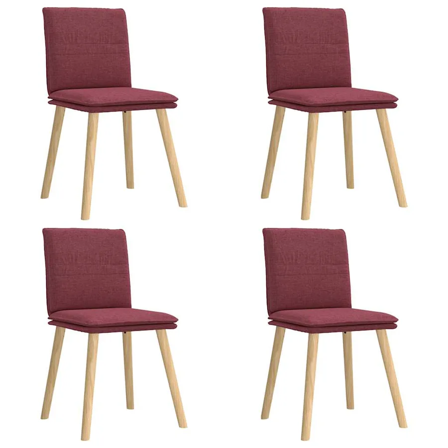 Chaises à manger lot de 4 rouge bordeaux tissu - 2
