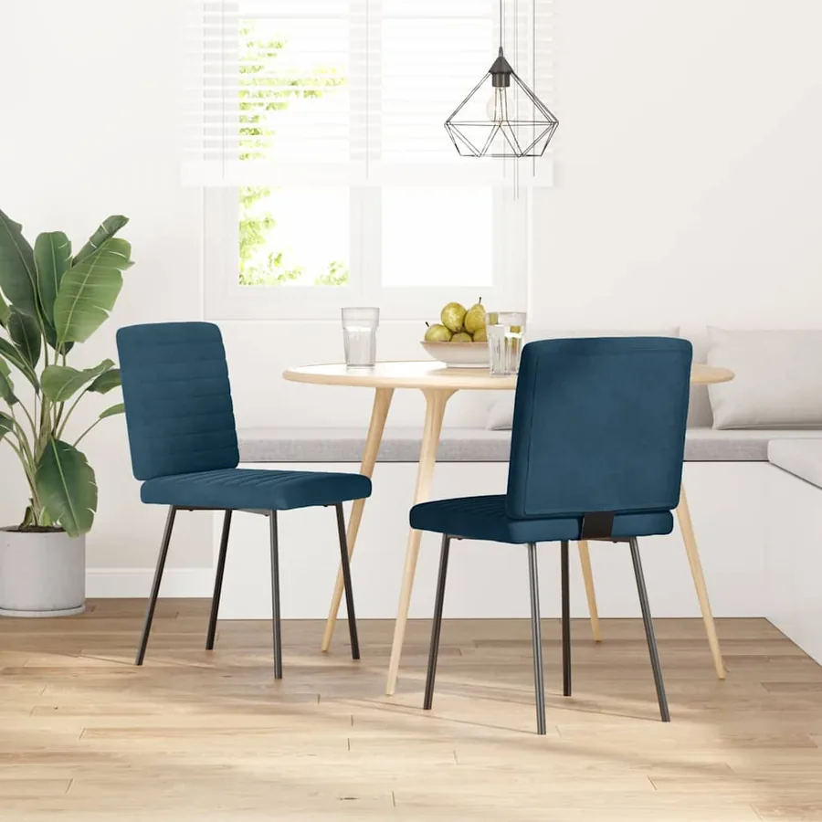 Chaises à manger lot de 2 Bleu Velours
