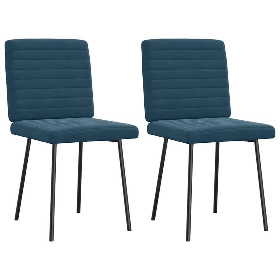 Chaises à manger lot de 2 Bleu Velours - 2