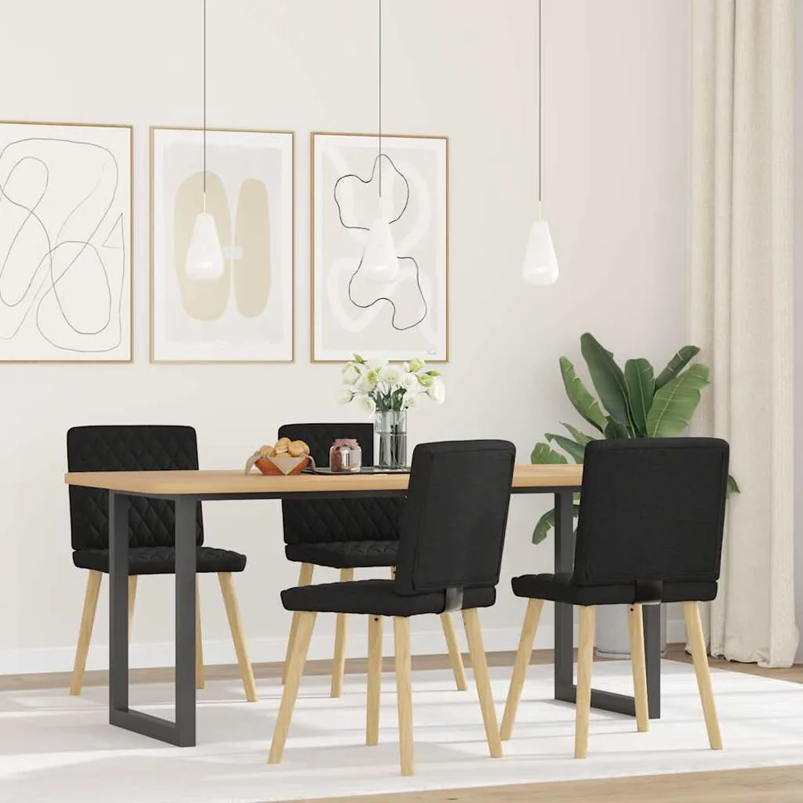 Chaises à manger lot de 4 noir tissu - 2