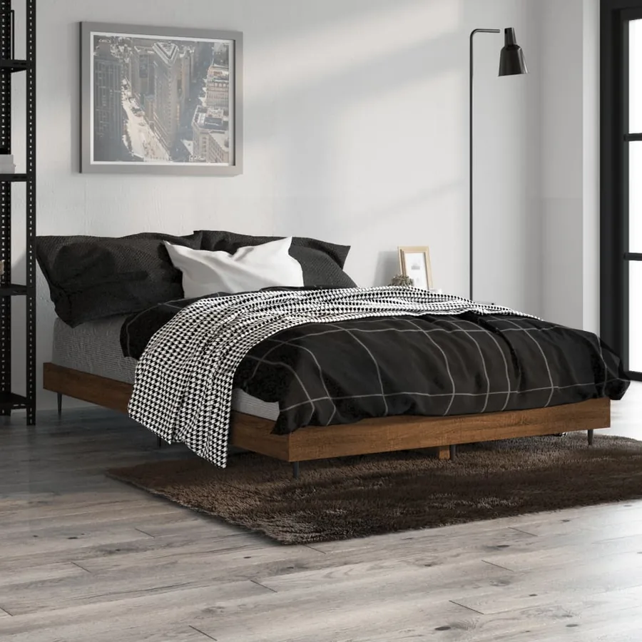 Cadre de lit sans matelas chêne marron 120x190 cm - 4