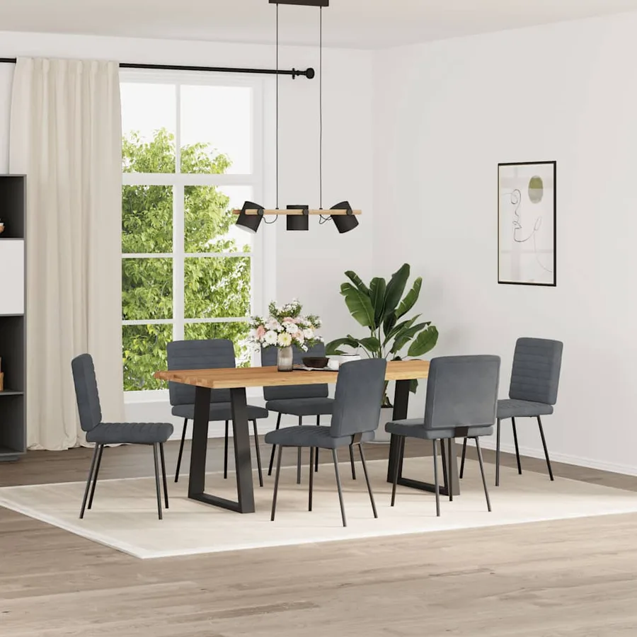Chaises à manger lot de 6 gris foncé velours - 2