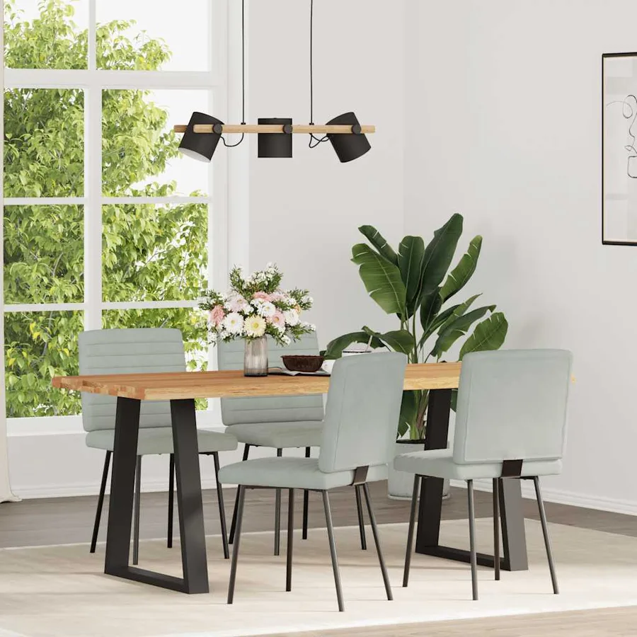 Chaises à manger lot de 4 Gris clair Velours - 2