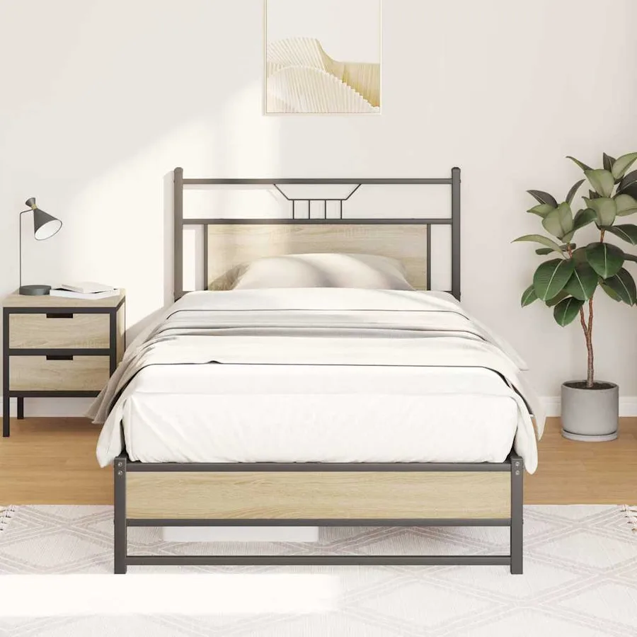 Cadre de lit sans matelas chêne sonoma 100x200 cm - 4