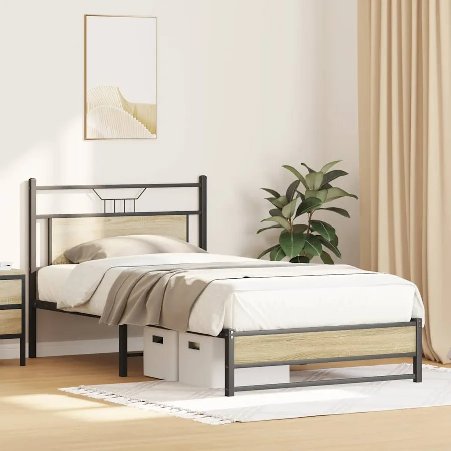 Cadre de lit sans matelas chêne sonoma 100x200 cm - 5