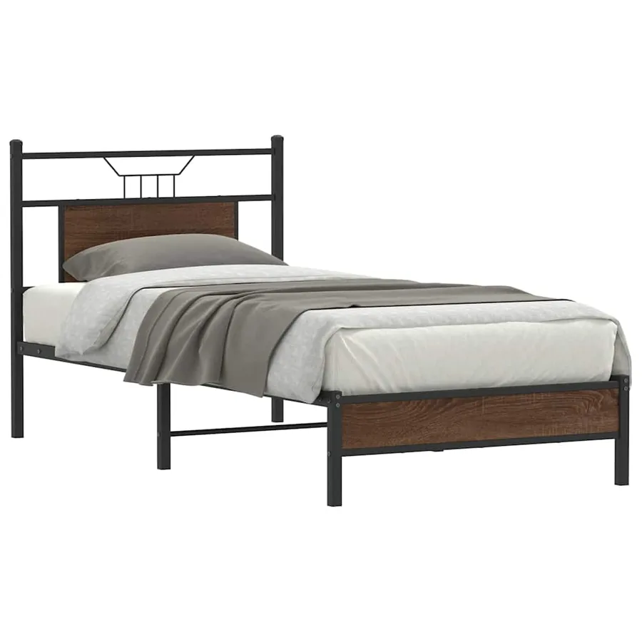 Cadre de lit sans matelas chêne marron 75x190cm bois ingénierie