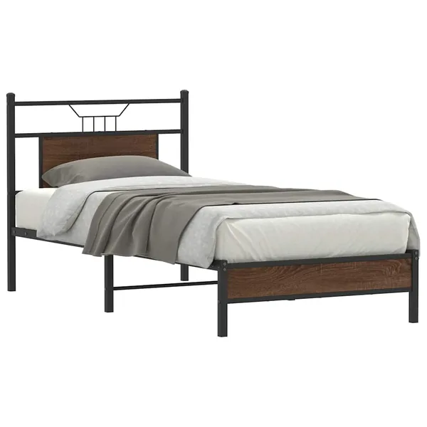 Cadre de lit sans matelas chêne marron 75x190cm bois ingénierie