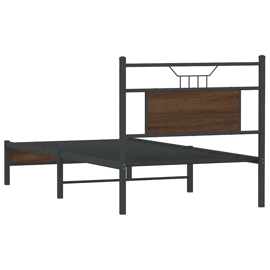 Cadre de lit sans matelas chêne marron 75x190cm bois ingénierie - 8