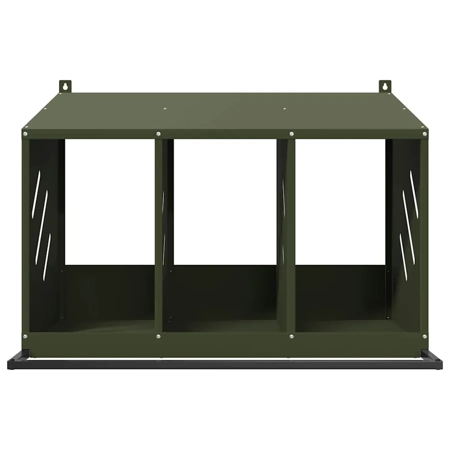 Nichoir à poules avec 3 compartiments vert olive métal - 4
