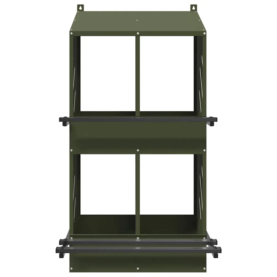 Nichoir à poules avec 4 compartiments vert olive métal - 5