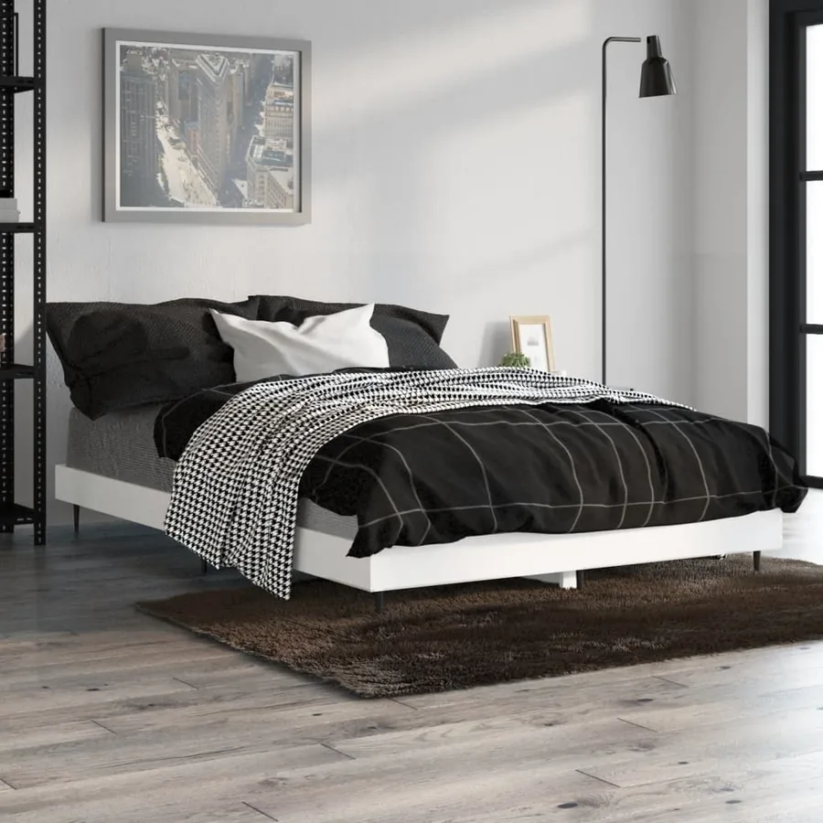 Cadre de lit sans matelas blanc 120x190 cm bois d'ingénierie - 4