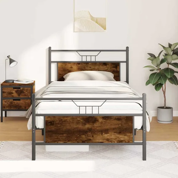 Cadre de lit sans matelas chêne fumé 100x200 cm bois ingénierie