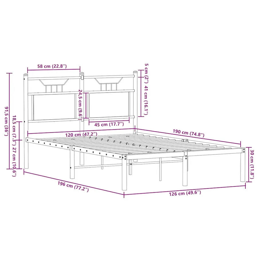 Cadre de lit sans matelas chêne sonoma 120x190 cm - 11