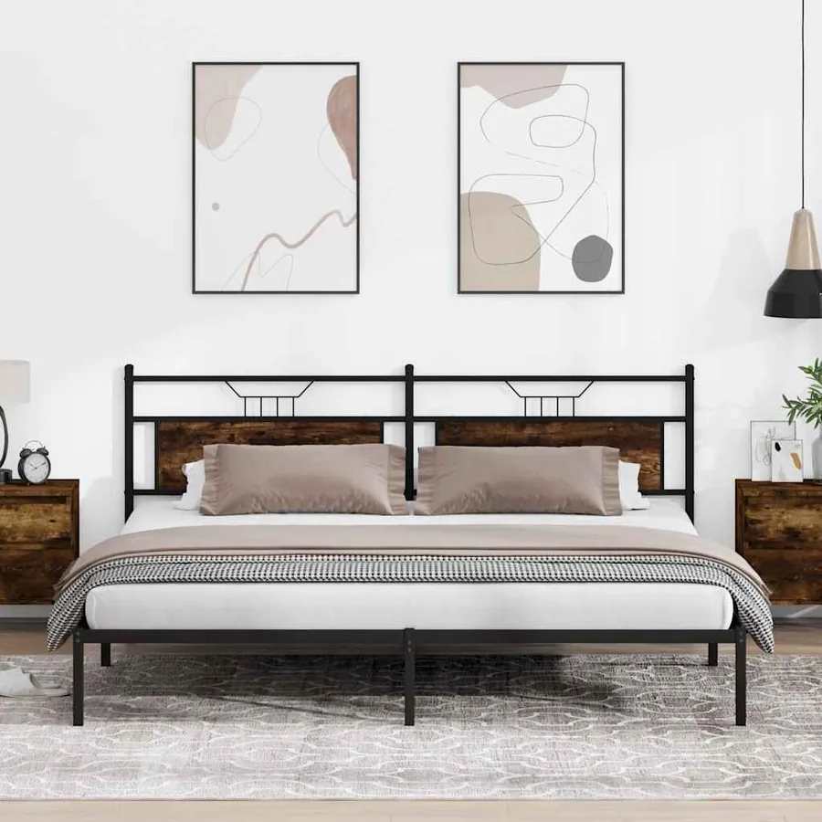 Cadre de lit sans matelas chêne fumé 193x201 cm bois ingénierie
