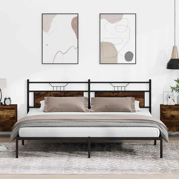 Cadre de lit sans matelas chêne fumé 193x201 cm bois ingénierie