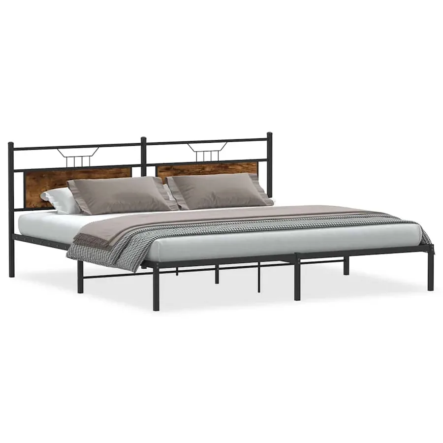 Cadre de lit sans matelas chêne fumé 193x201 cm bois ingénierie - 2