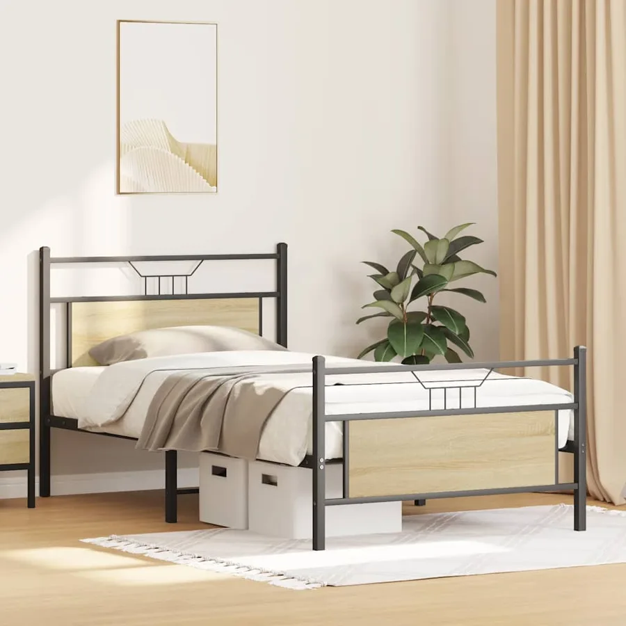Cadre de lit sans matelas chêne sonoma 100x190 cm - 5