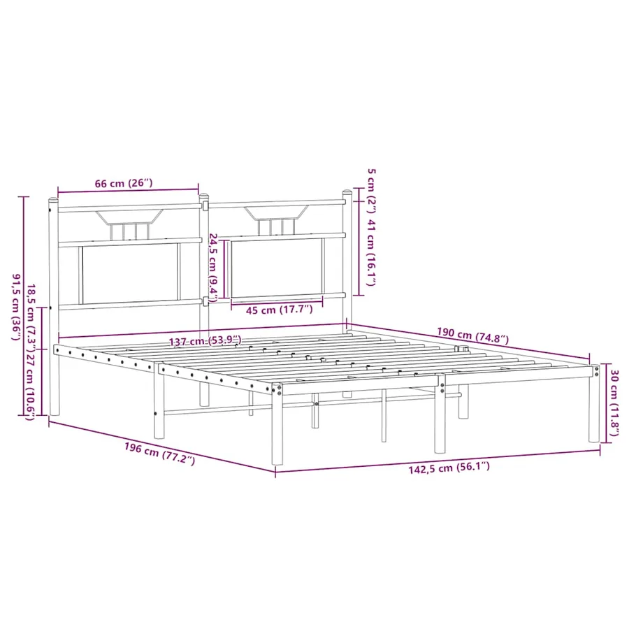 Cadre de lit sans matelas chêne fumé 137x190 cm bois ingénierie - 11