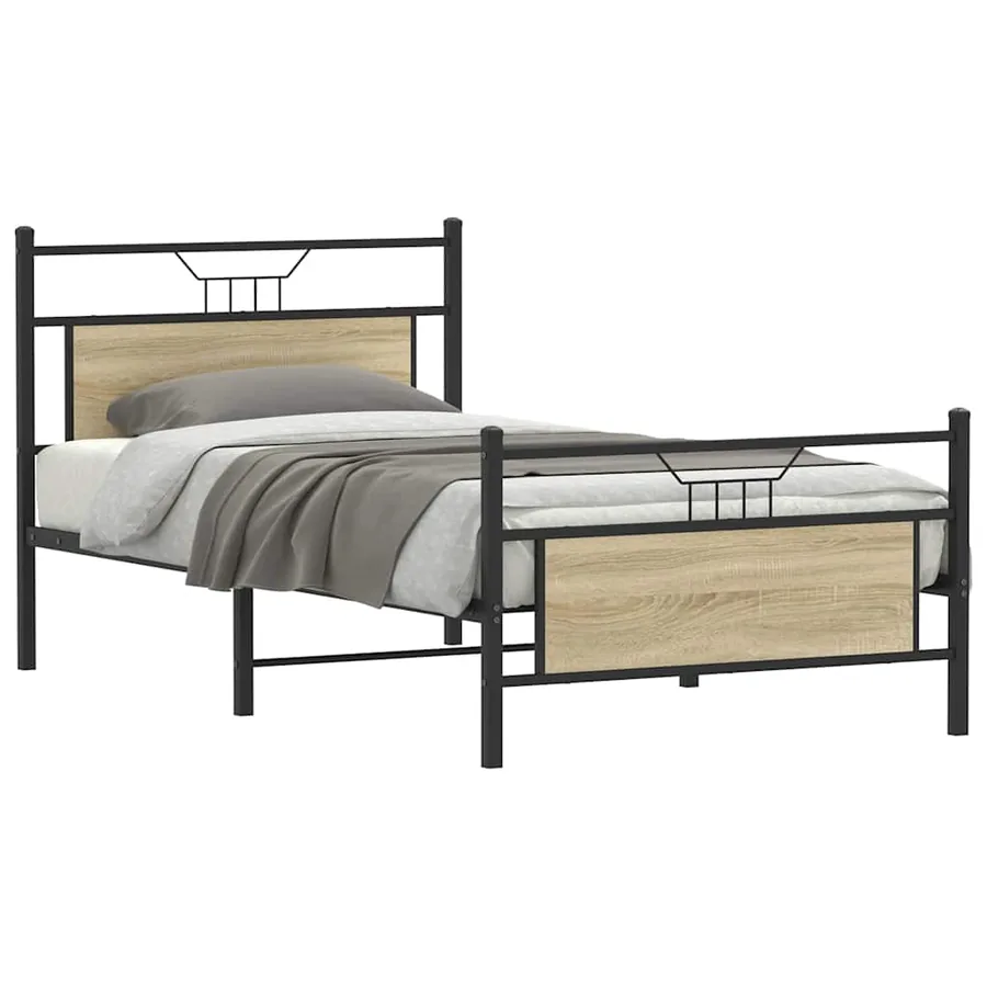 Cadre de lit sans matelas chêne sonoma 107x203 cm