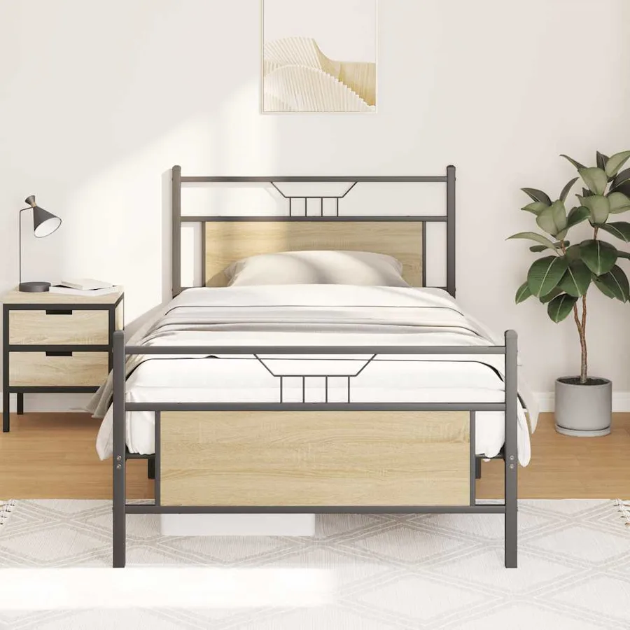 Cadre de lit sans matelas chêne sonoma 107x203 cm - 4