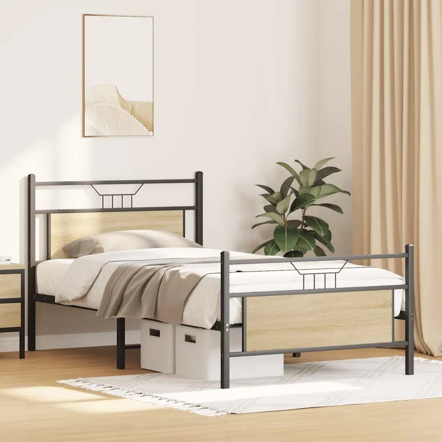 Cadre de lit sans matelas chêne sonoma 107x203 cm - 5