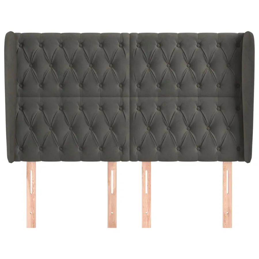 Tête de lit avec oreilles Gris foncé 147x23x118/128 cm Velours - 3