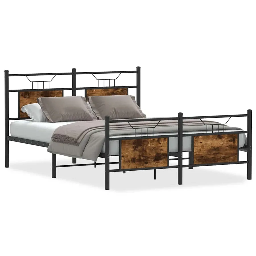 Cadre de lit sans matelas chêne fumé 140x190 cm bois ingénierie - 2