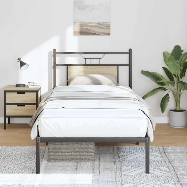 Cadre de lit sans matelas chêne sonoma 75x190 cm