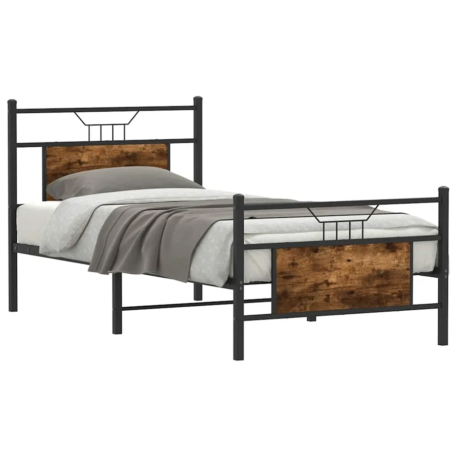 Cadre de lit sans matelas chêne fumé 90x200cm bois d'ingénierie - 3