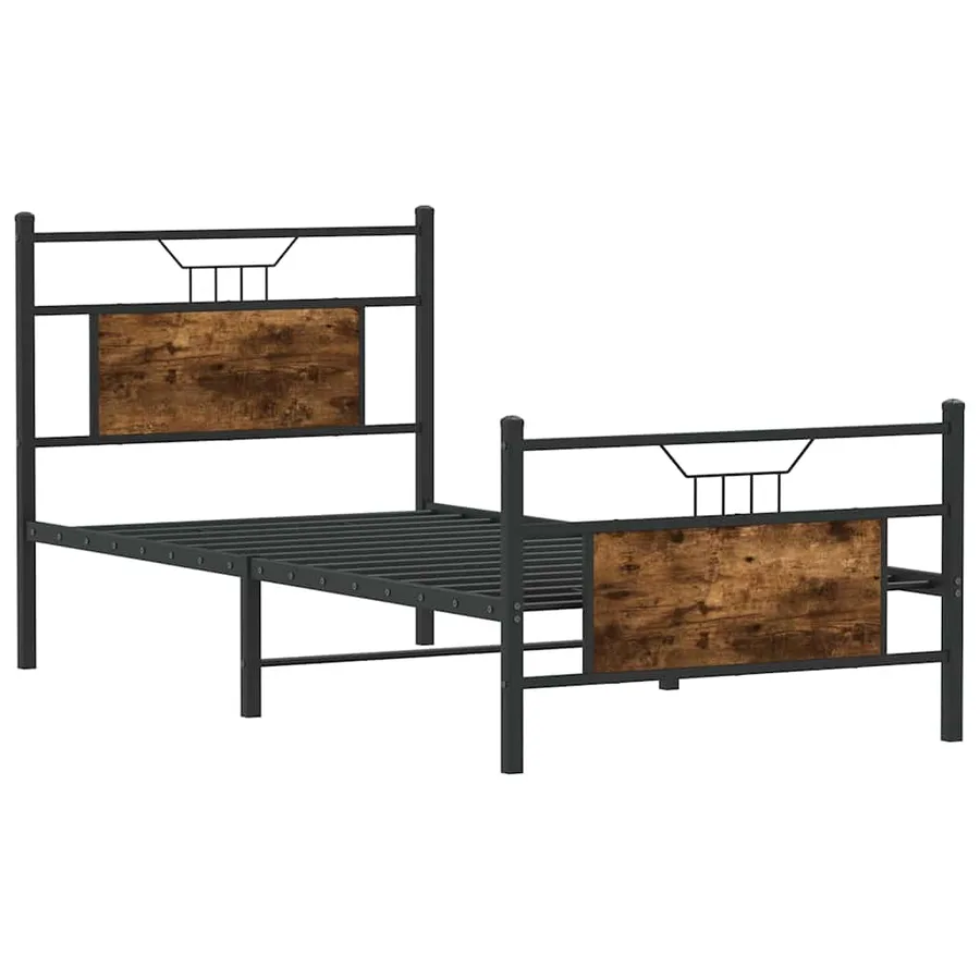 Cadre de lit sans matelas chêne fumé 90x200cm bois d'ingénierie - 5
