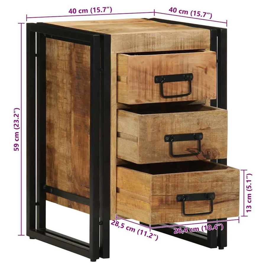 Cabinet de chevet Marron 40 x 40 x 59 cm Bois de mangue massif - 13