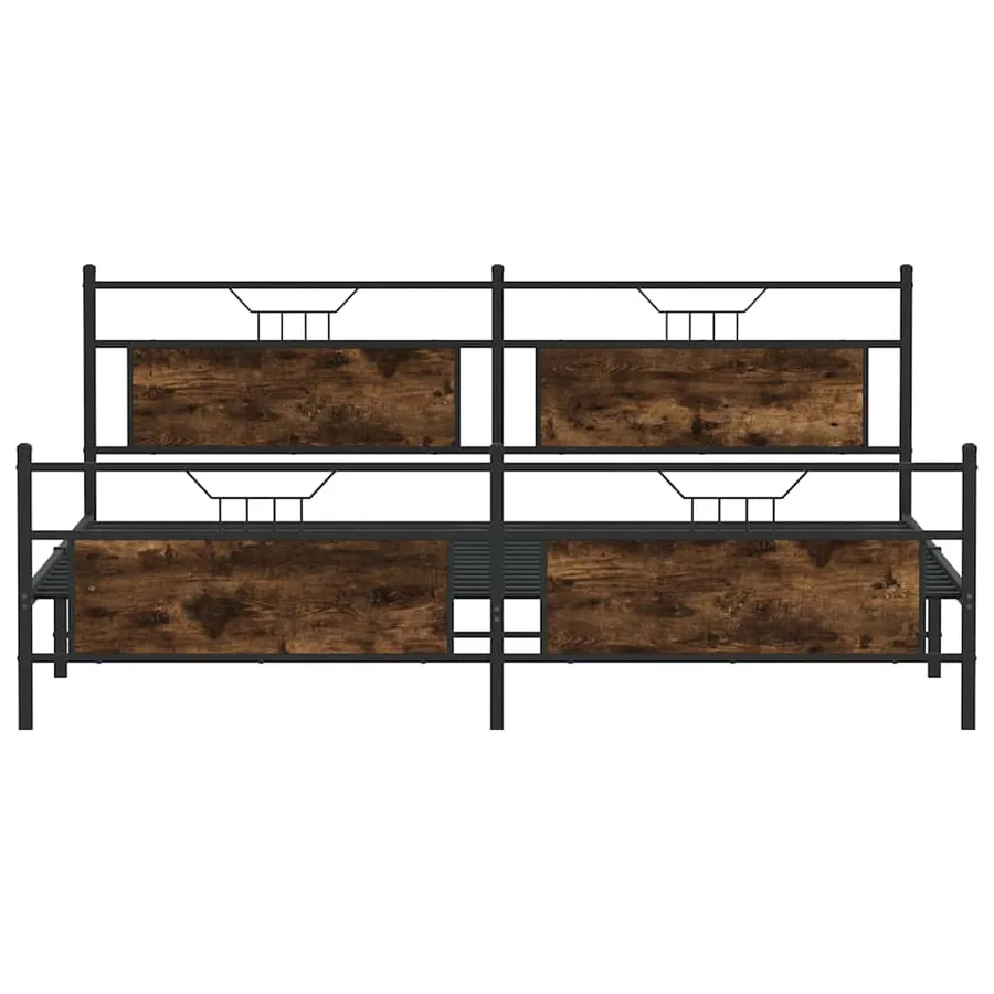 Cadre de lit en métal sans matelas chêne fumé 193x201 cm - 6