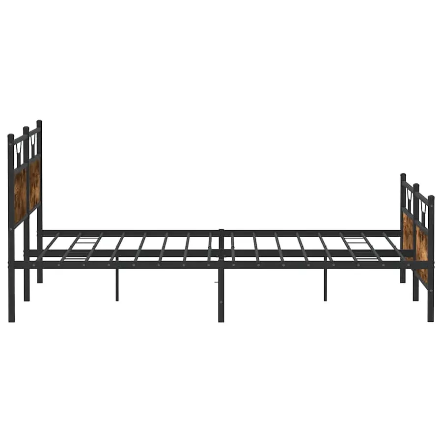 Cadre de lit en métal sans matelas chêne fumé 193x201 cm - 7