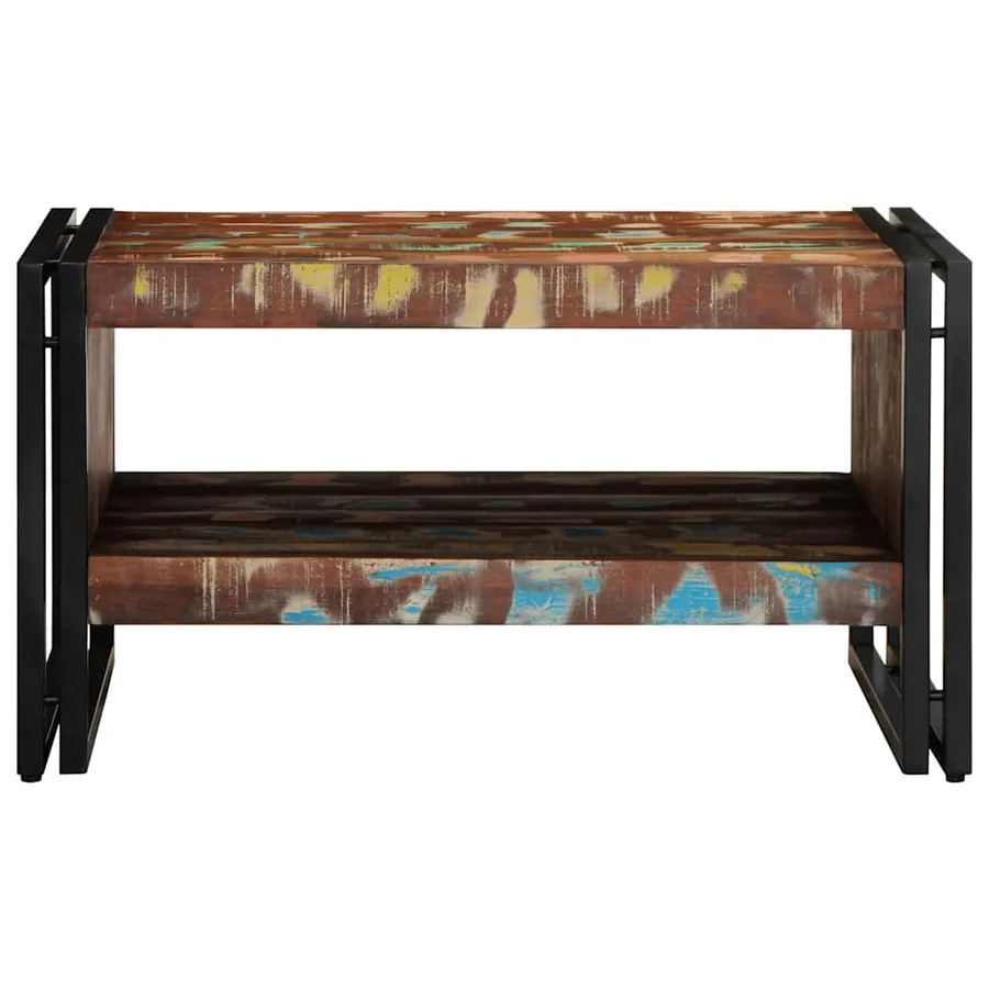 Table basse multicolore 70x50x38 cm bois de récupération massif - 4