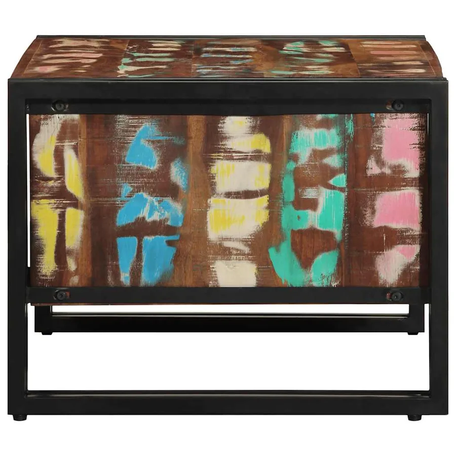 Table basse multicolore 70x50x38 cm bois de récupération massif - 5