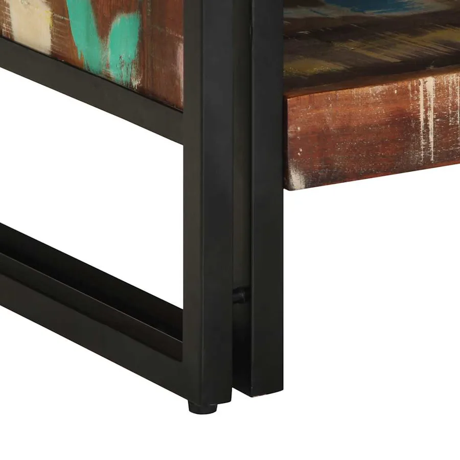 Table basse multicolore 70x50x38 cm bois de récupération massif - 8