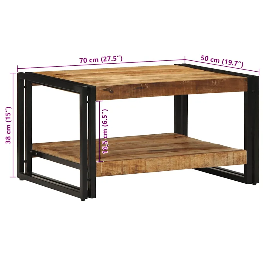 Table basse 70x50x38 cm bois de manguier massif brut - 11