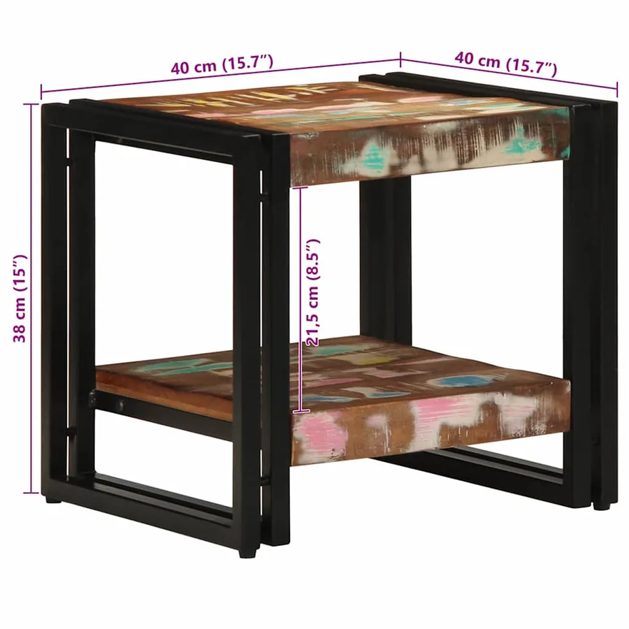 Table basse Multicolore 40 x 40 x 38 cm Bois Recyclé Solide - 11