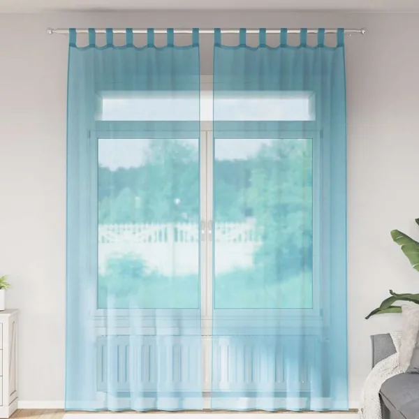 Rideaux en voile avec passe-tringles 2 pcs turquoise
