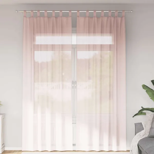 Rideaux en voile avec boucles 2 pcs rose clair 140x260 cm