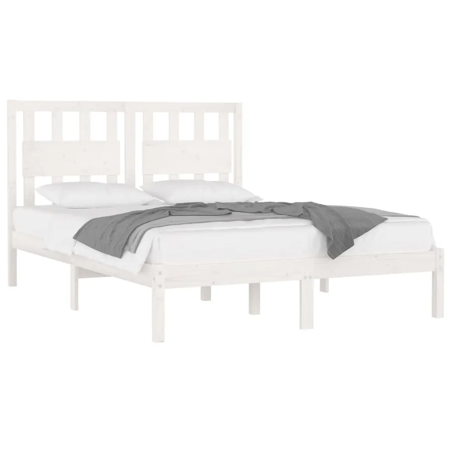 Cadre de lit sans matelas blanc bois massif - 3