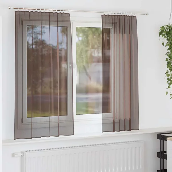 Rideaux en voile avec passe-tringles 2 pcs marron