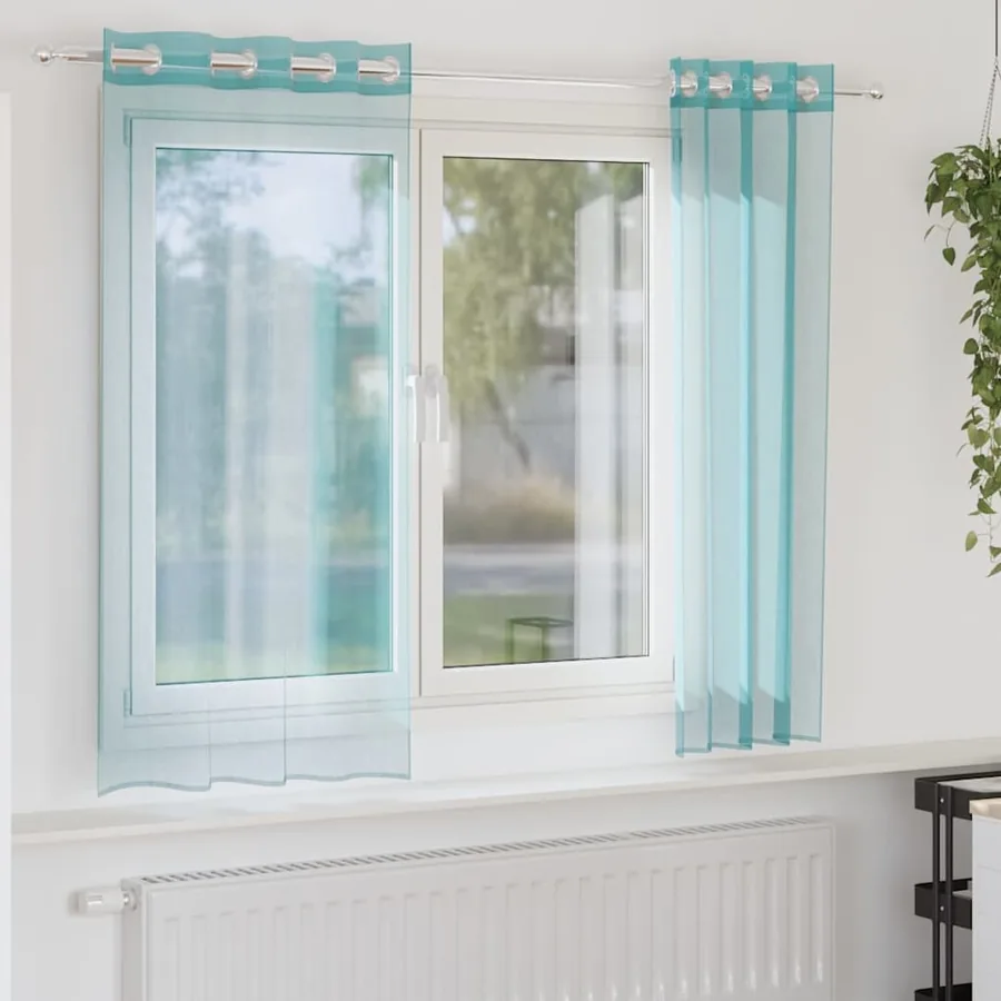 Rideaux en voile avec œillets 2 pcs turquoise