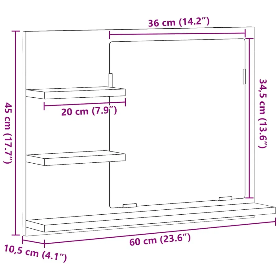 Miroir de salle de bain chêne noir 60x10,5x45cm bois ingénierie - 11