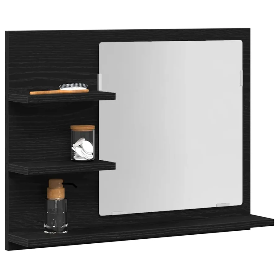 Miroir de salle de bain chêne noir 60x10,5x45cm bois ingénierie - 4