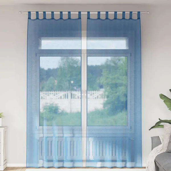 Rideaux en voile avec boucles 2 pcs bleu royal 140x260 cm