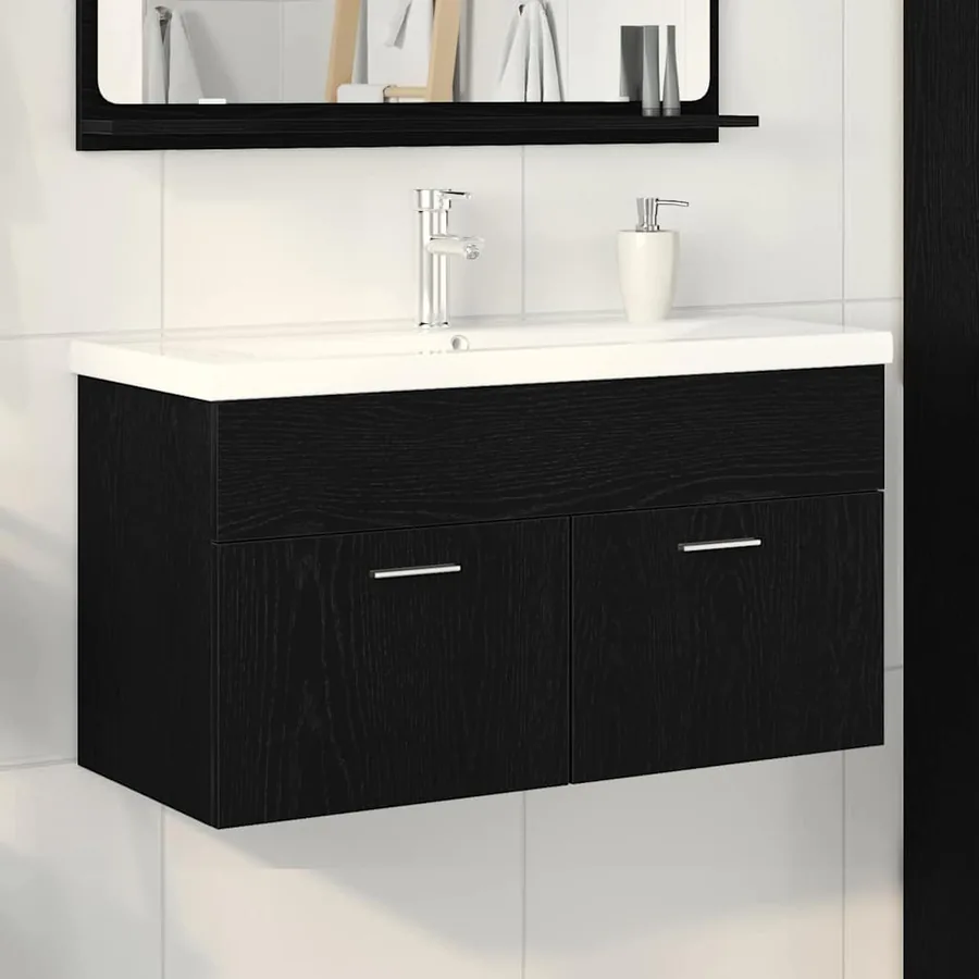 Cabinet de salle de bain Chêne noir 90 x 38,5 x 46 cm