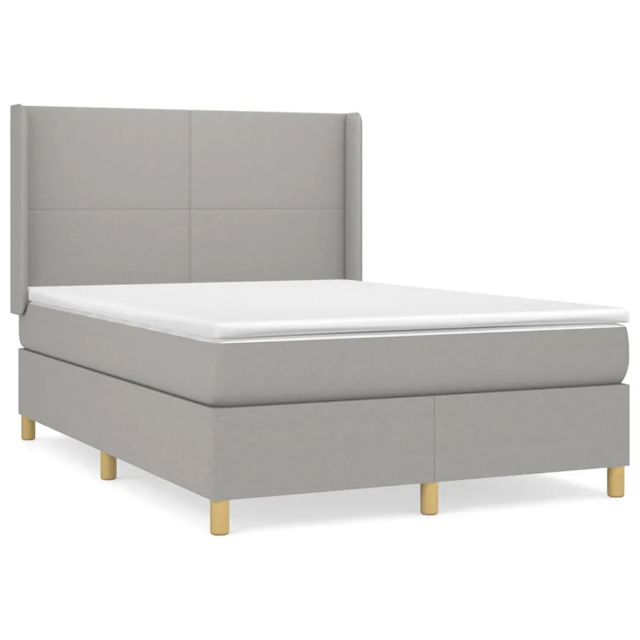 Sommier à lattes de lit avec matelas Gris clair 140x200cm Tissu - 2