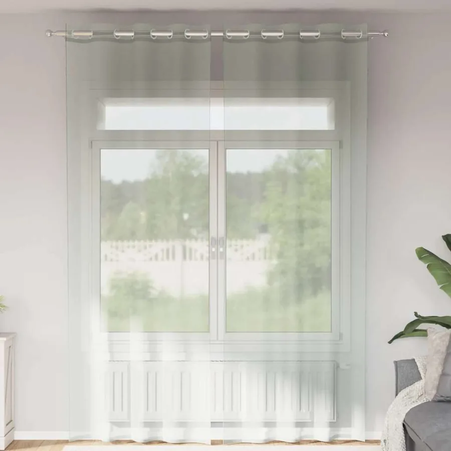 Rideaux en voile avec œillets 2 pcs gris clair 140x300 cm
