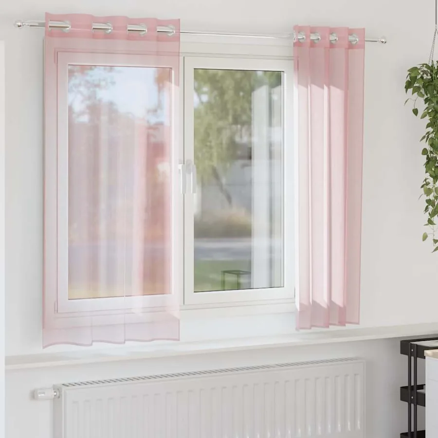 Rideaux en voile avec œillets 2 pcs rose clair 140x140 cm